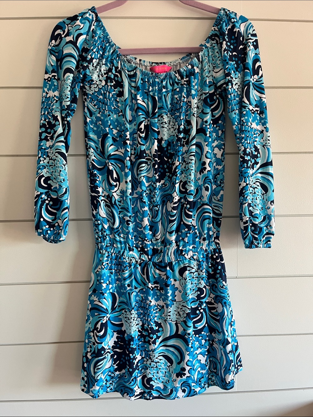 Lilly Pulitzer Pink-Tagged Blue Pattern Romper Dress Size XXS